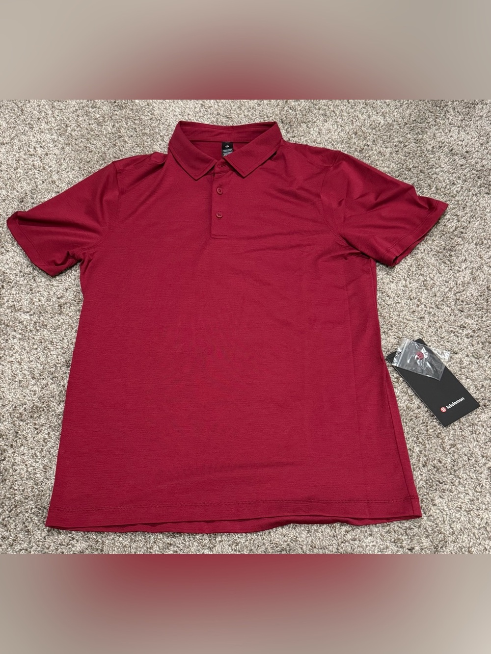 Men's Lululemon Evolution Polo Shirt (Raspberry Color) - Classic Short Sleeve